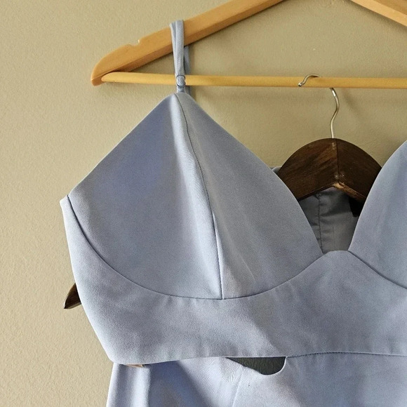 Bardot Cut Out Slit Classy Midi Fitted Cocktail Dress in Light Blue Size XXL. - Picture 11 of 15